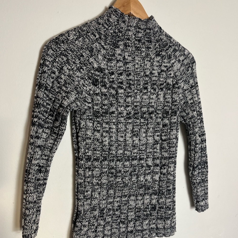 Ann Taylor Heathered Black and White Turtleneck